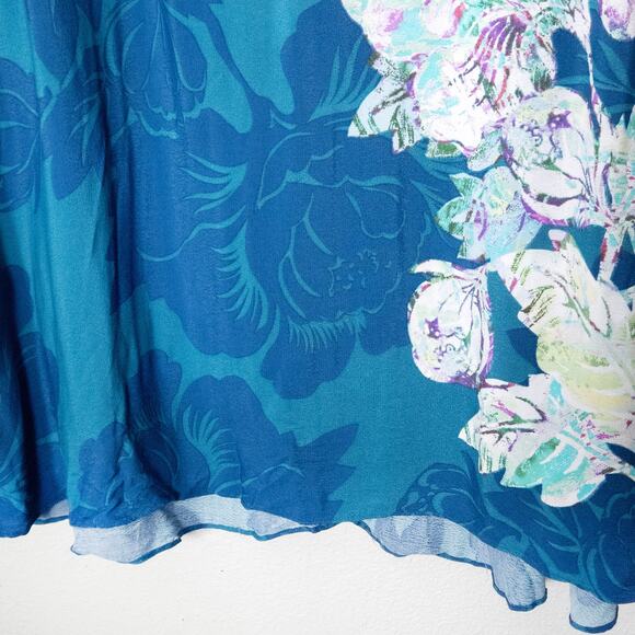 Maeve Floral Midi Dress Size 16 Teal Mod Getaway Botanical Maximalist - Picture 6 of 10